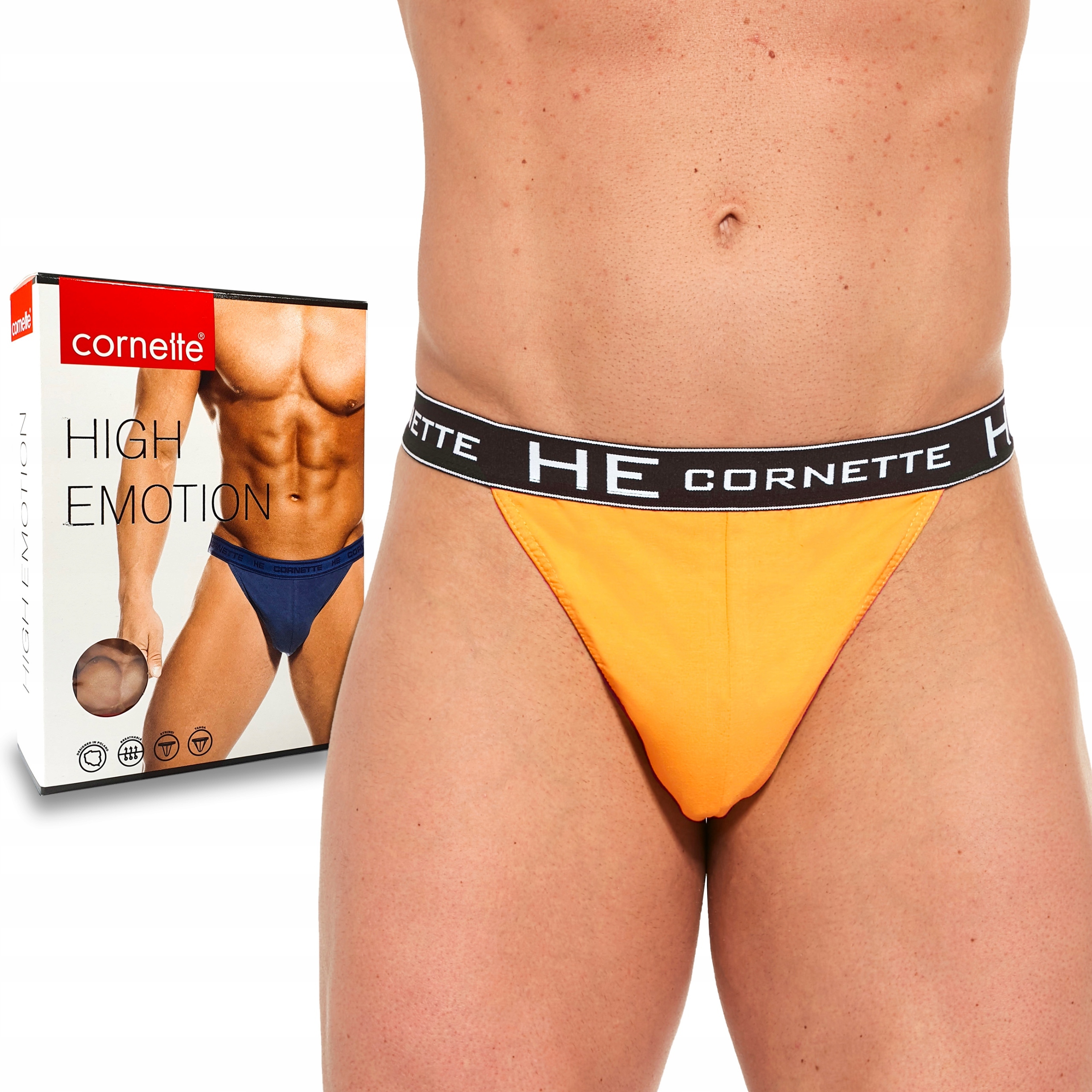 Cornette Pánské slipy Tanga Bavlněné žluté XXL