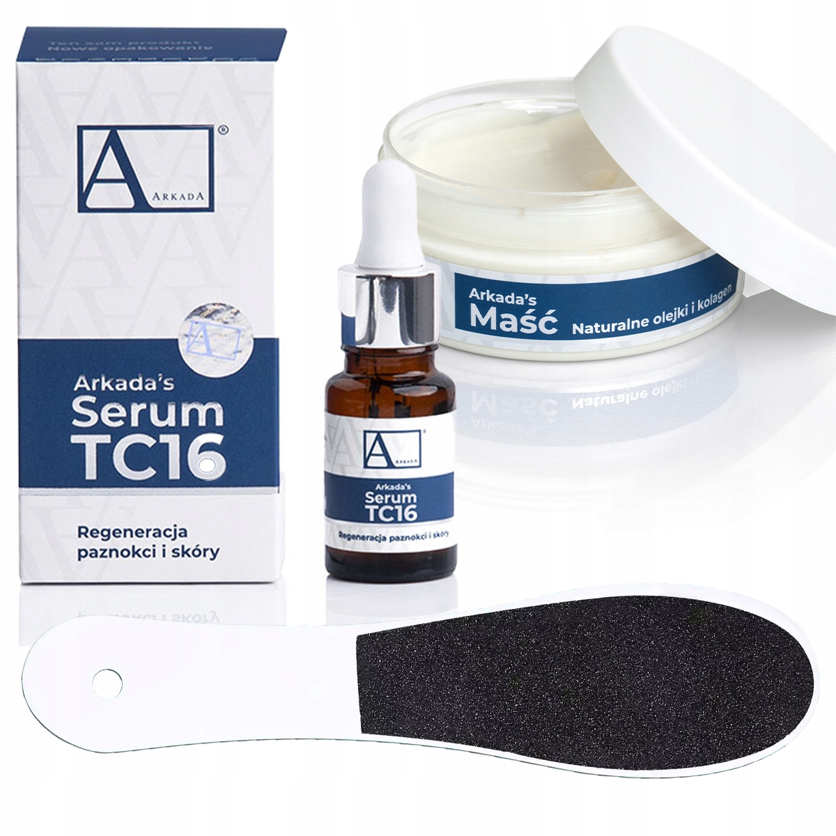 ARKADA SERUM TC16 kolagenowe + MAŚĆ DO STÓP + tarka PUMEKS do pięt 100/180
