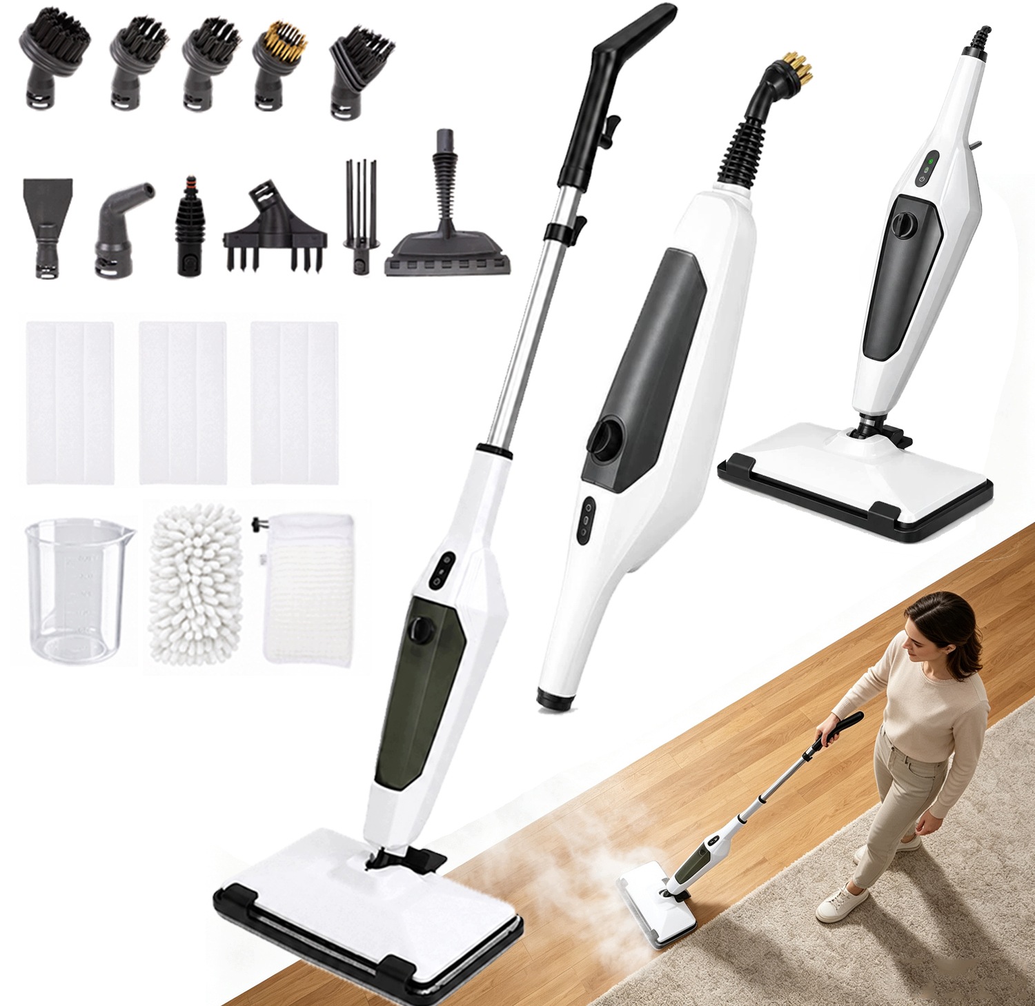 Multifunkční Parní Mop Elektrický Čistič Parní Čistič 1400 W Příslušenství