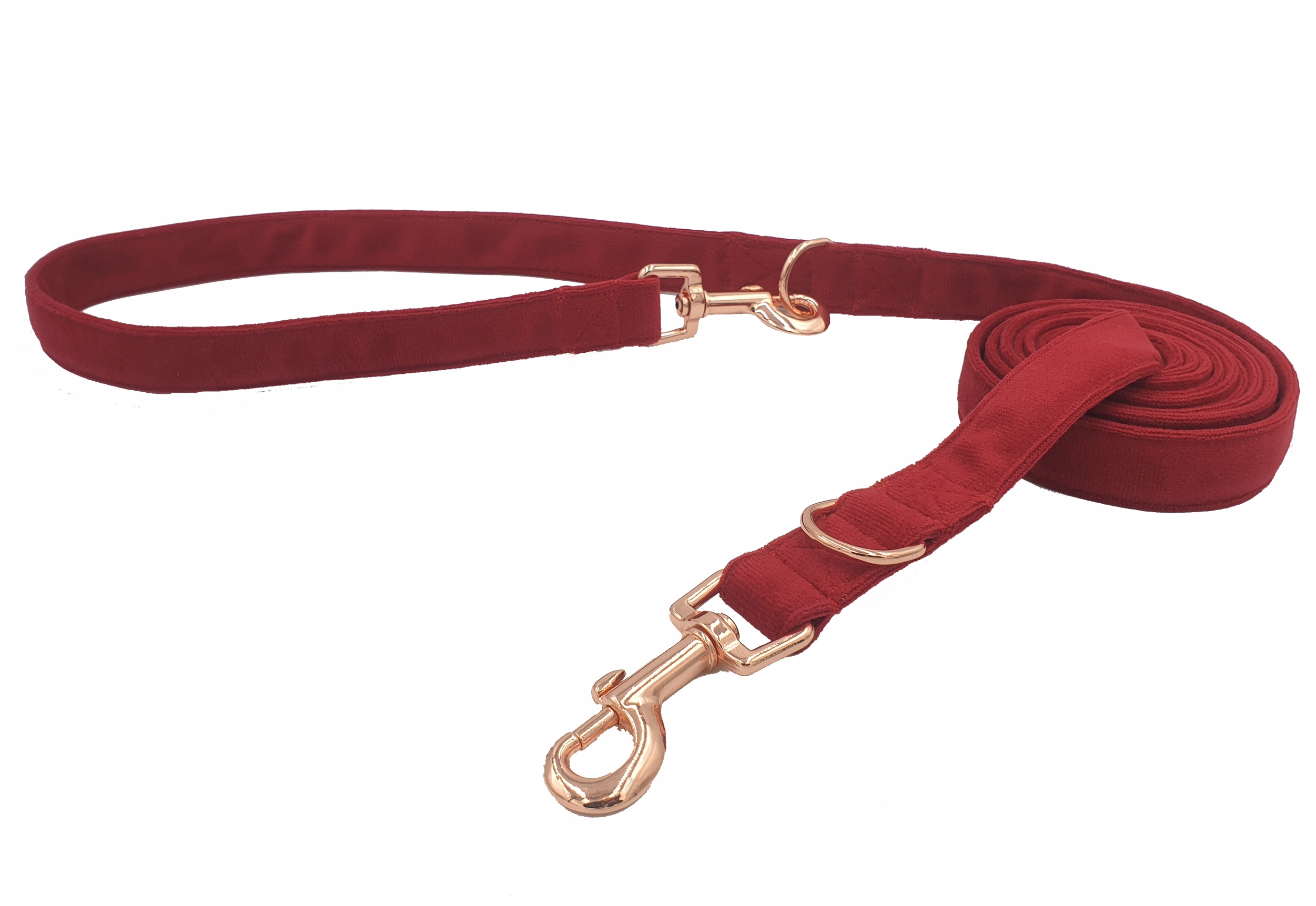 

Smycz Dla Psa Przepinana Welur Rose Gold Czerwona