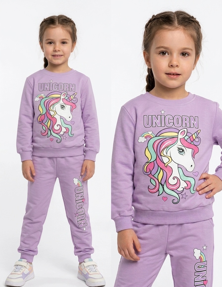 Dres sportowy 110 bluza spodnie Komplet dla dziewczynki Unicorn Jednorożec