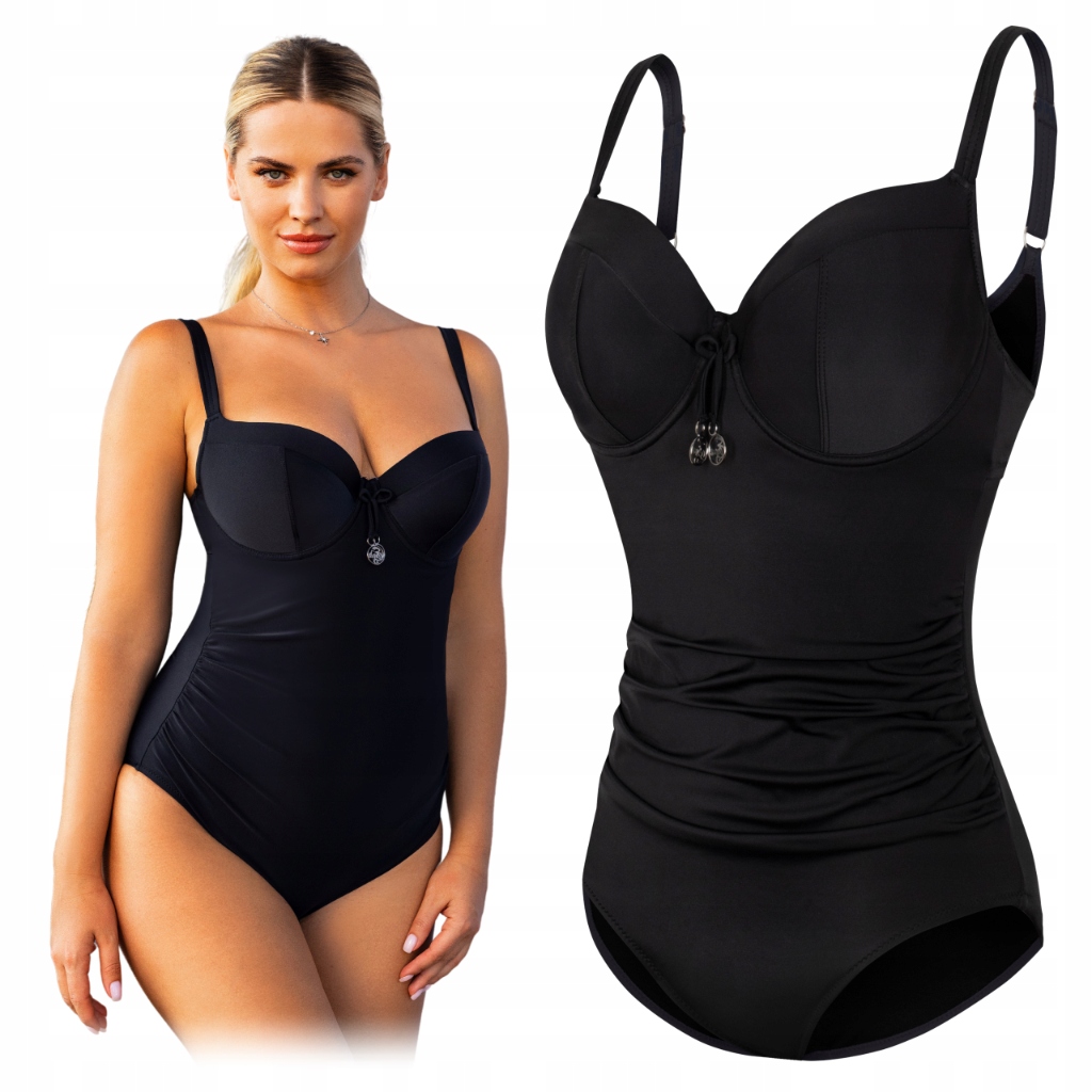 Dámský plavkový kostým Monokini 80D XL 42 Jednodílný Černý