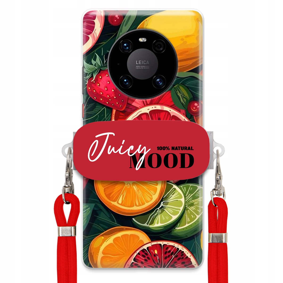 Puzdro pre Huawei Mate 40 Pro Červené vodítko držiak Fruit Ovocie Juice Mood