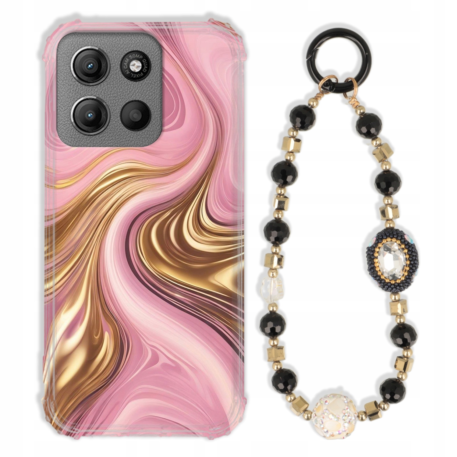 Puzdro Pre Motorola G15 Case Antishock Zirkóny Čierno Zlaté|odolné|silné