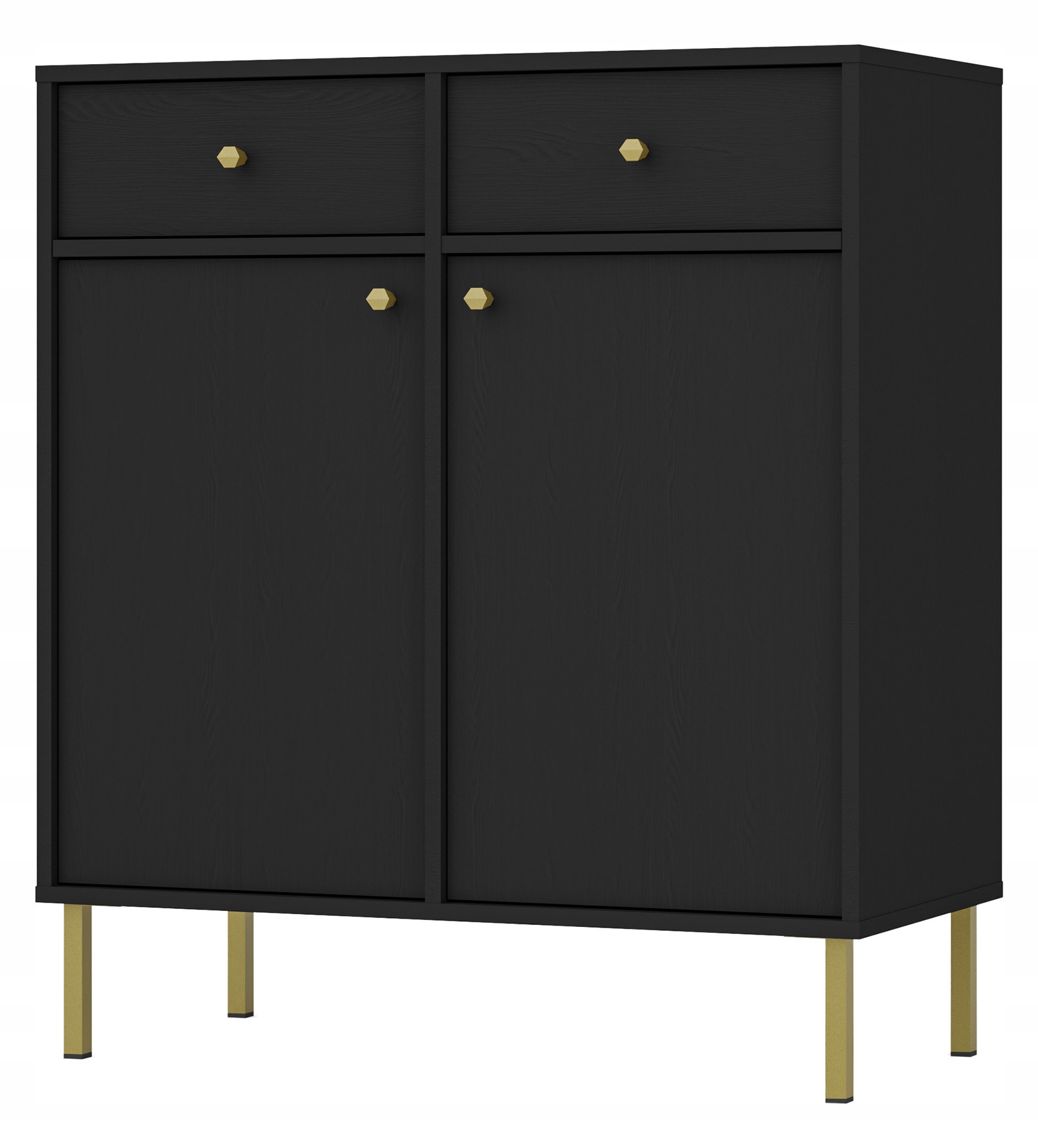 Dvoudveřová komoda Oktio se dvěma zásuvkami 84 cm černá grafit