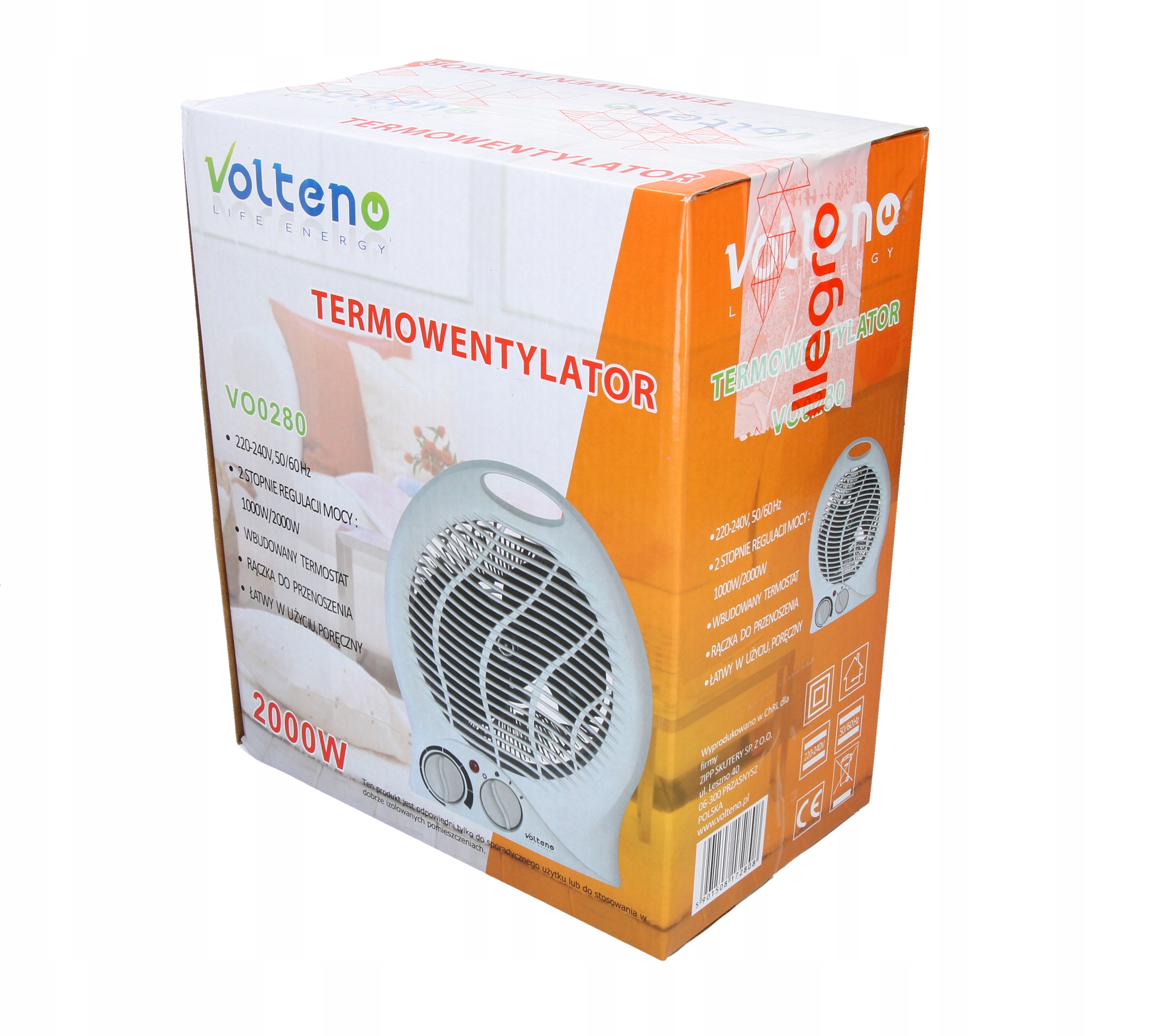 Termowentylator Volteno VO0280 2000 W biały Kolor biały