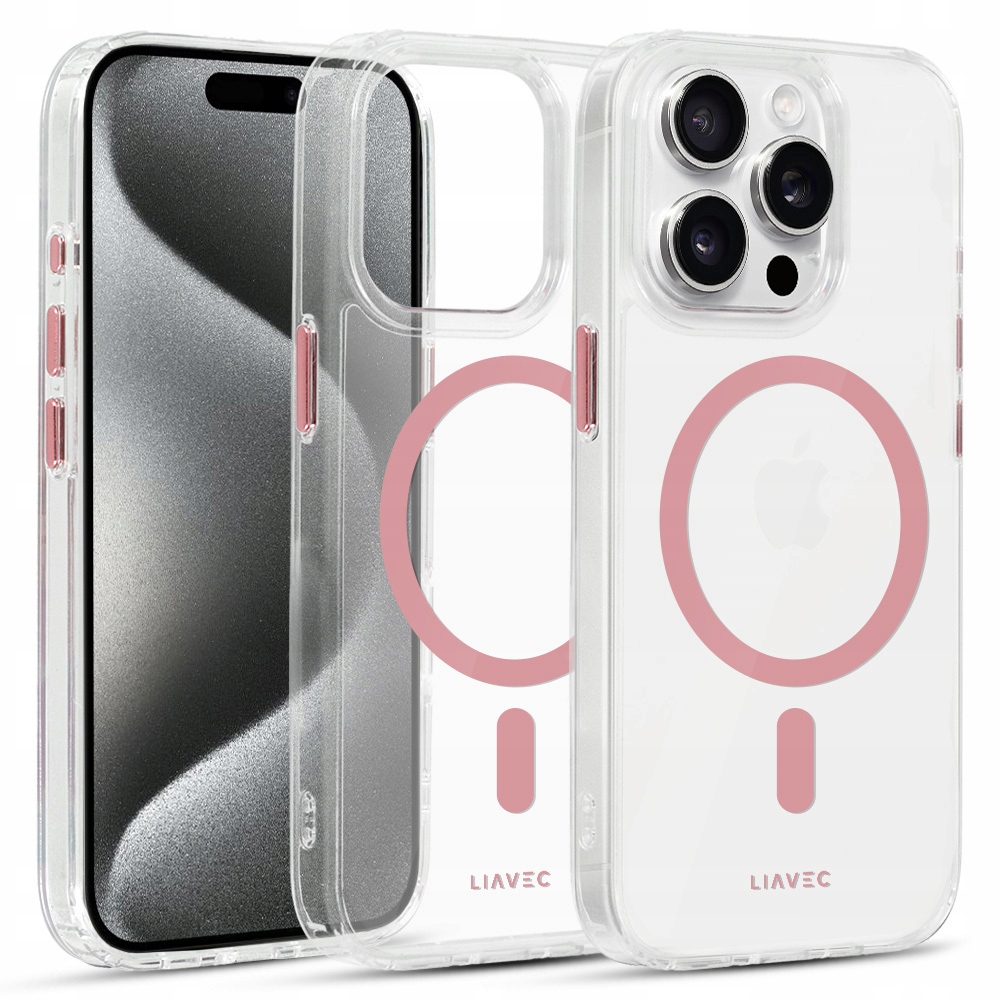 Liavec Glossy Magsafe Clear Case do Iphone 15 Pro Max różowy
