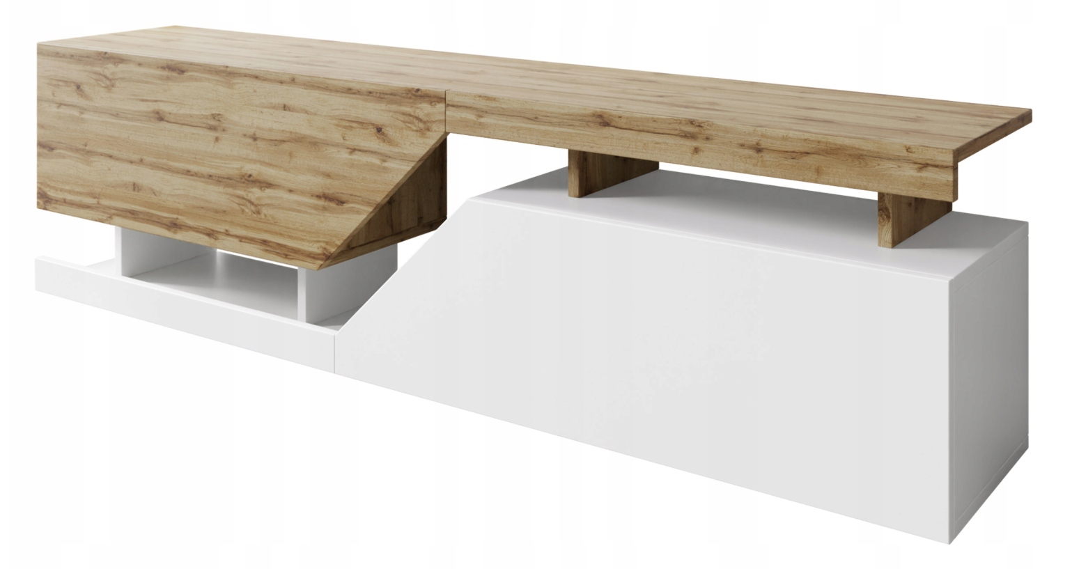 Televízna skrinka do obývačky pod televízor Double 160 biela dub wotan
