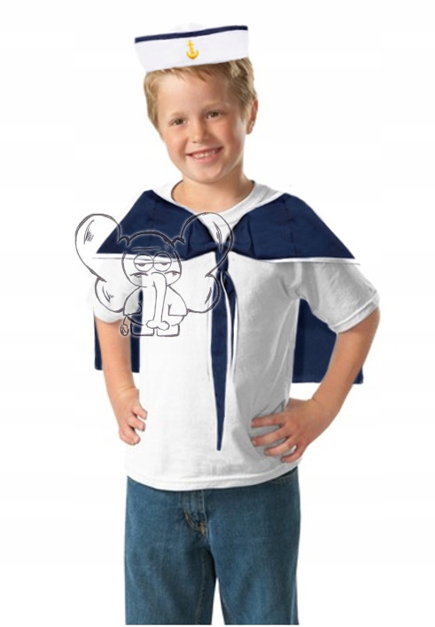 KOSTIUM STRÓJ MARYNARZ MARYNARZA CZAPKA + KOŁNIERZ Marka inna marka