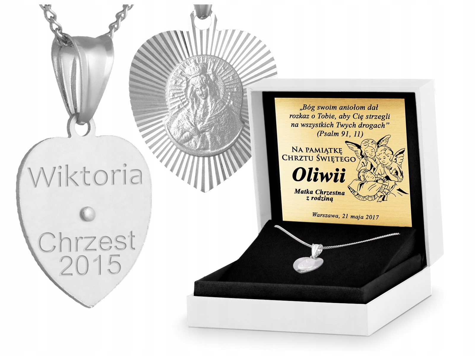

Srebrny Komplet 925 Medalik Matka Boska YZ116