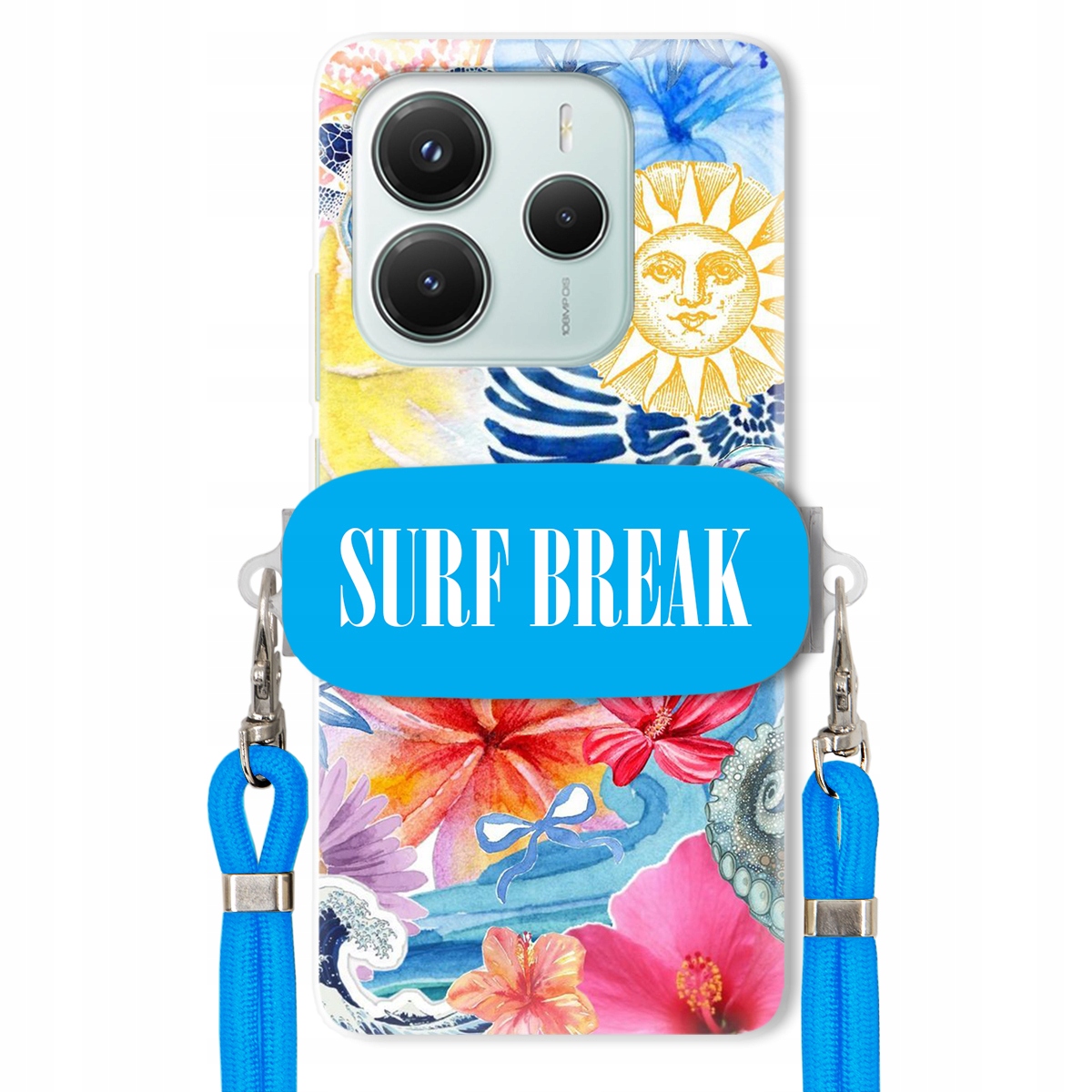 Puzdro pre Xiaomi Redmi Note 14 5G Vodítko Crossbody Blue Držiak Surf Break