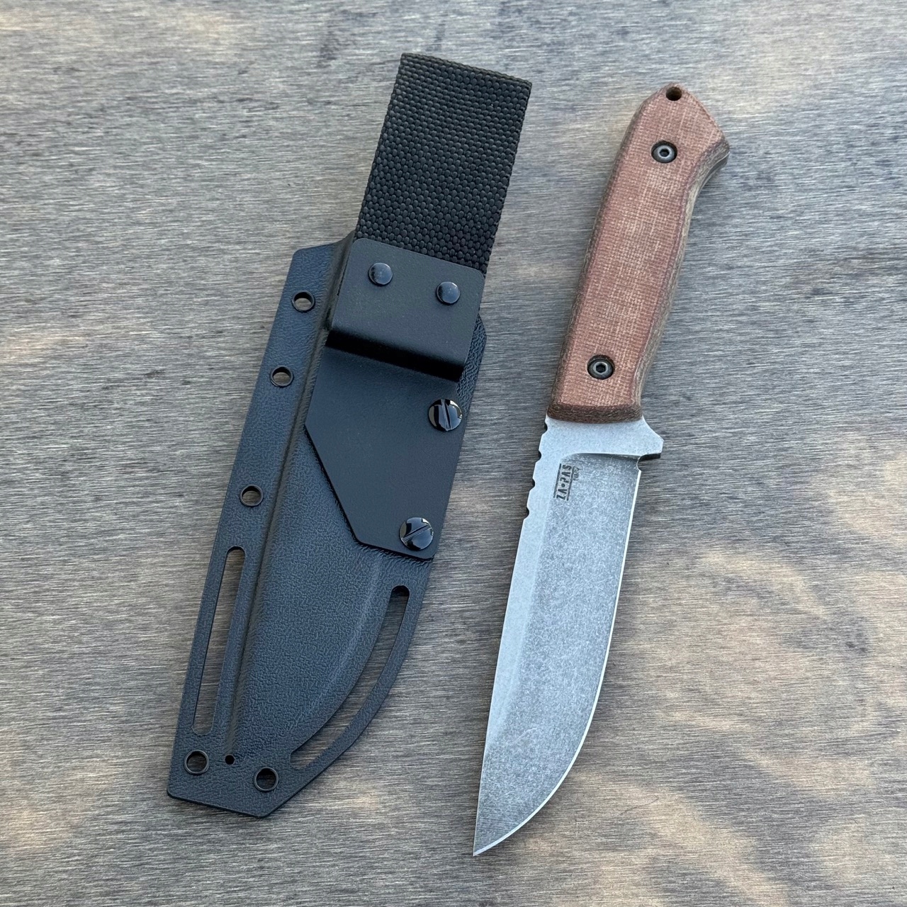 Nůž pro přežití Za-pas Knives Ultra Outdoor stonewash Nmv bronz. micarta