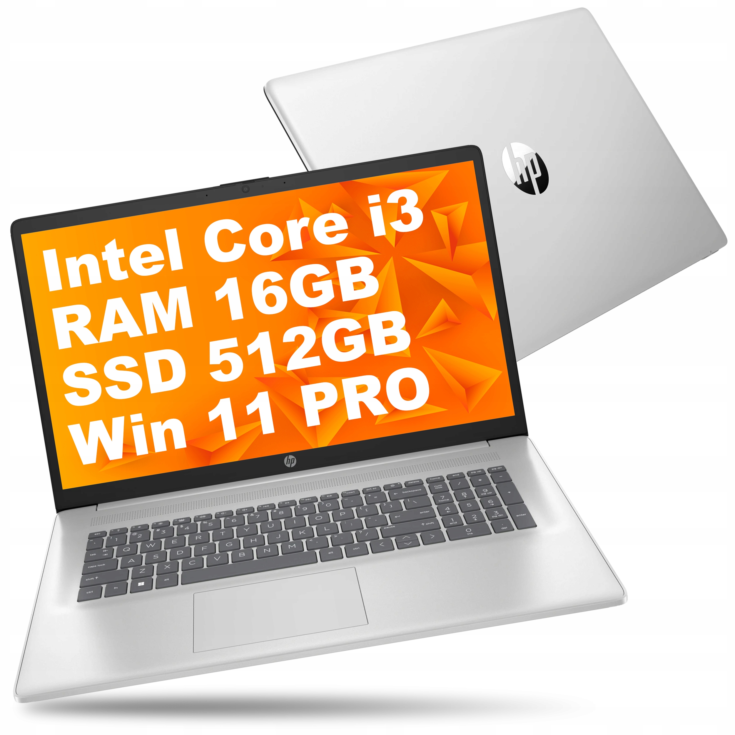 Notebook Hp 17-cn Intel Core i3 16GB 512GB Intel Uhd Hd+ Win 11 Pro Stříbrný