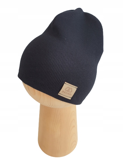 

Klasyczna Czapka Prążek, Czarna, beanie, 54-58cm