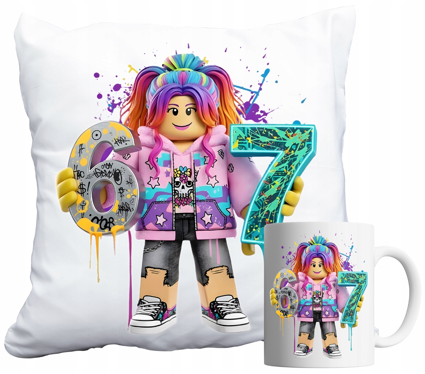 Set Hrnek A Polštář Six Seven 67 Steal A Brain Rot Dárek Jméno