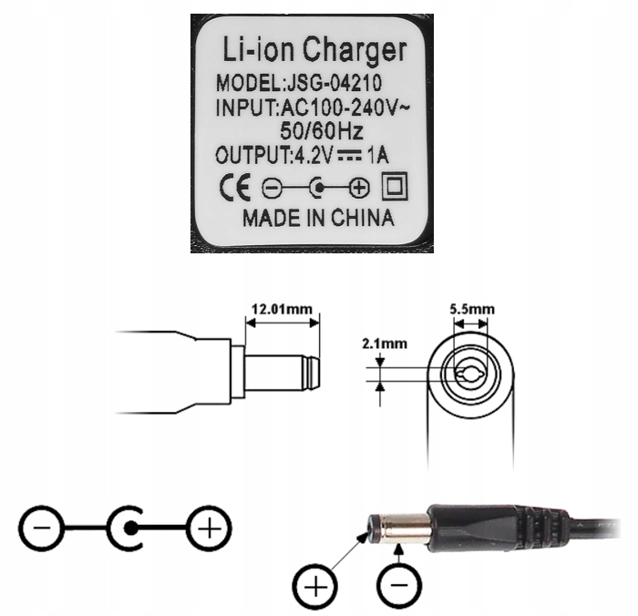 ŁADOWARKA SIECIOWA ZASILACZ 4.2V 1A (5.5x2.1) Kod producenta 456867
