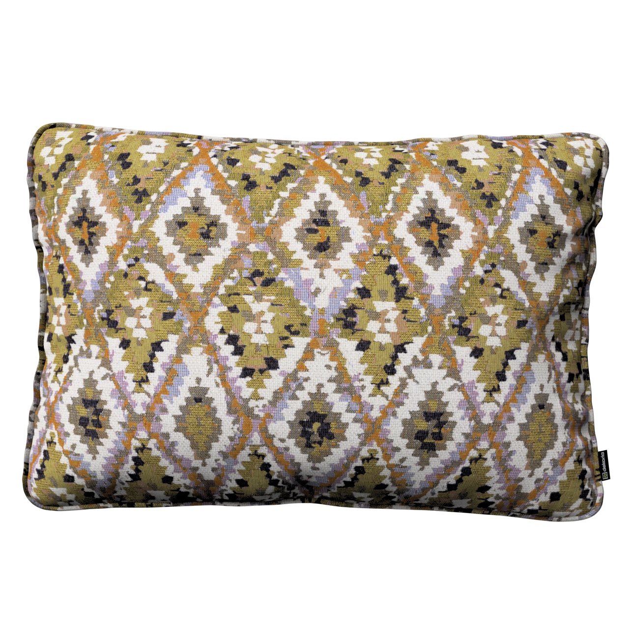 Povlak na polštář 60x40 krémové aztécké vzory na olivovém pozadí