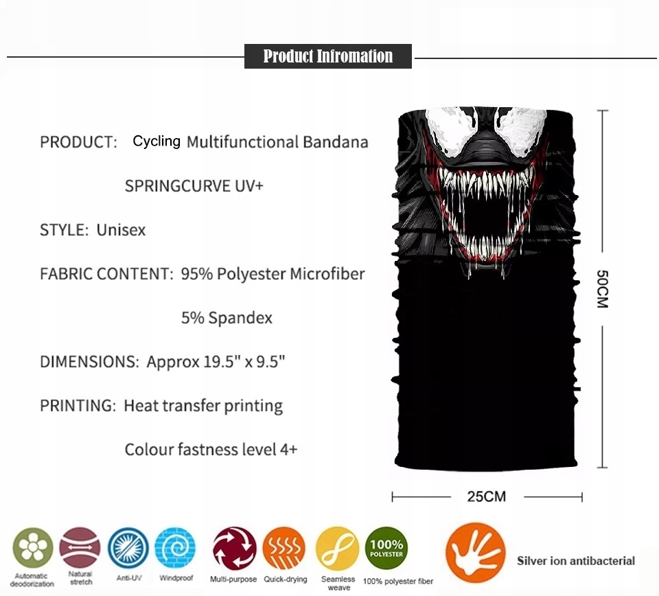 BANDANA SZALIK KOMIN CHUSTA APASZKA VENOM 02 Rodzaj inny