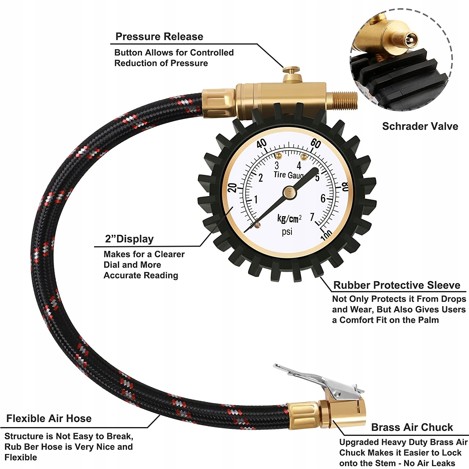 Manometr do opon 100psi 7bar z klipsem na uchwyt, Marka inna