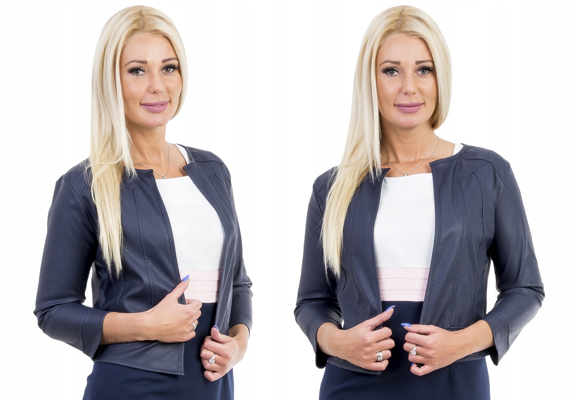 M128 BOLERKO MARYNARKA ŻAKIET EKO SKÓRA GRANATOWA r. 38 Rozmiar 38