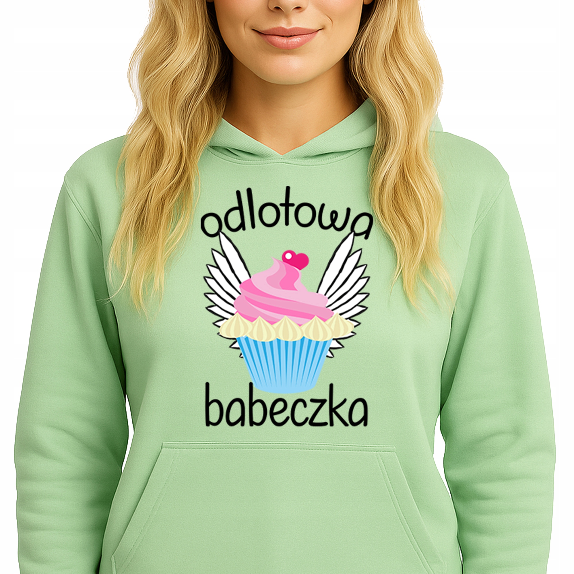 Mikina S Kapucí Zelená Bavlněná Hoodie Módní Odletová Bábovka Vel S