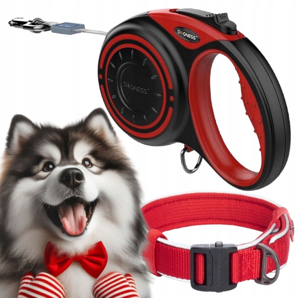 Levně Vodítko Pro Psa automatická Svinovací páska Dogness 5 m do 36 kg obojek L