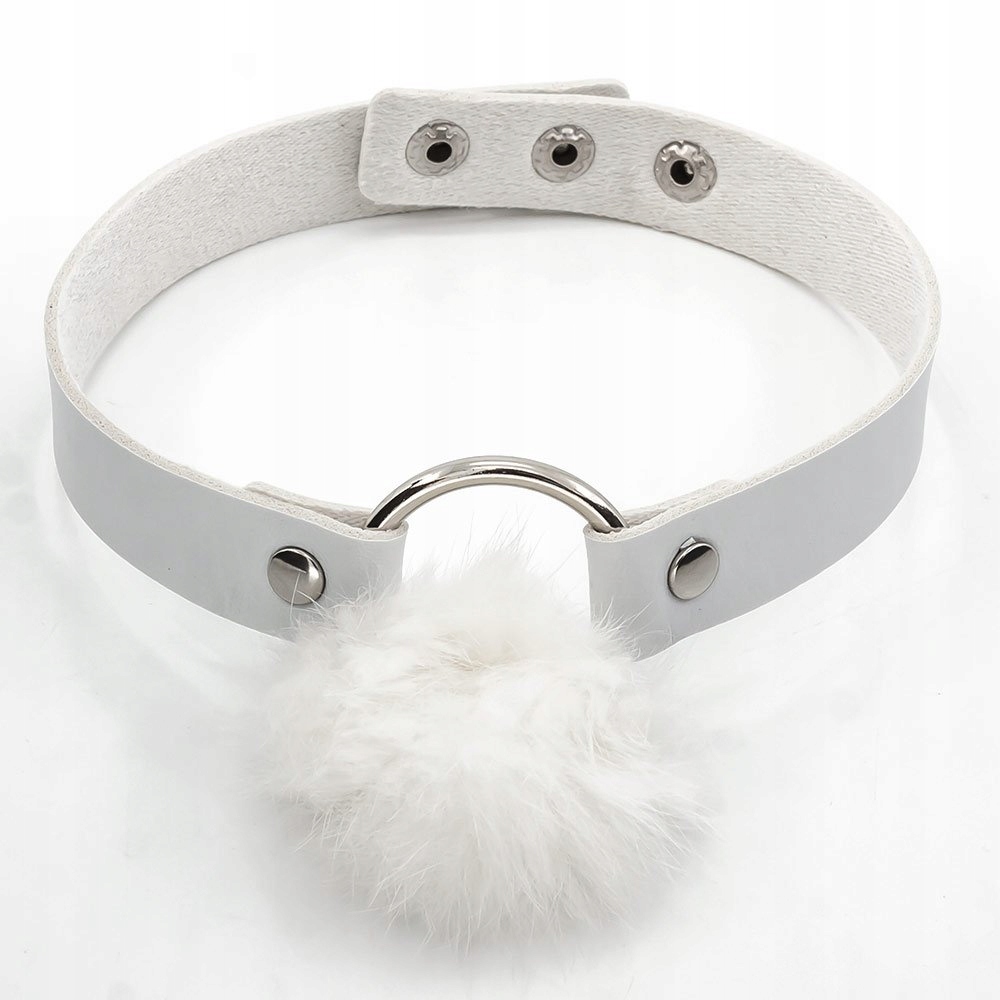 

Choker Naszyjnik pompon biały