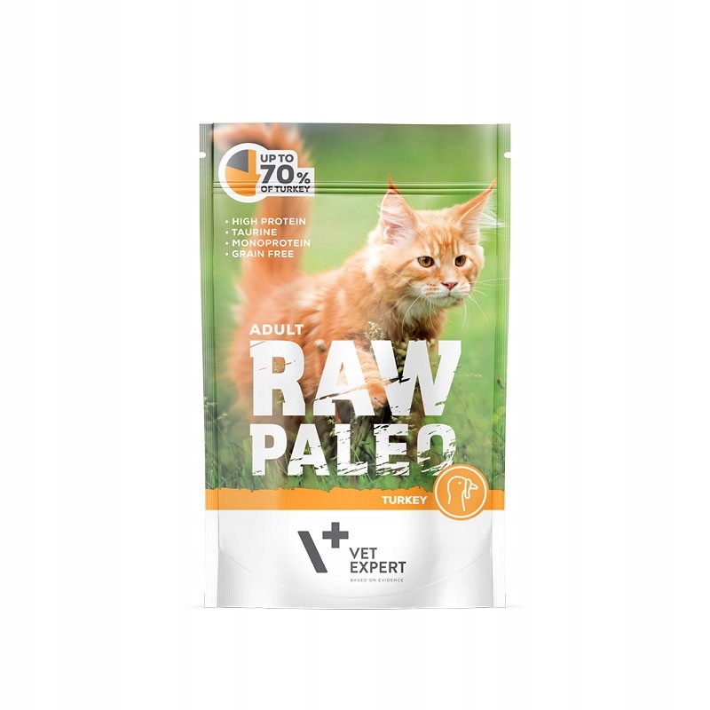 VetExpert Raw Paleo krmivo pro dospělé kočky s krůtou 12x100g