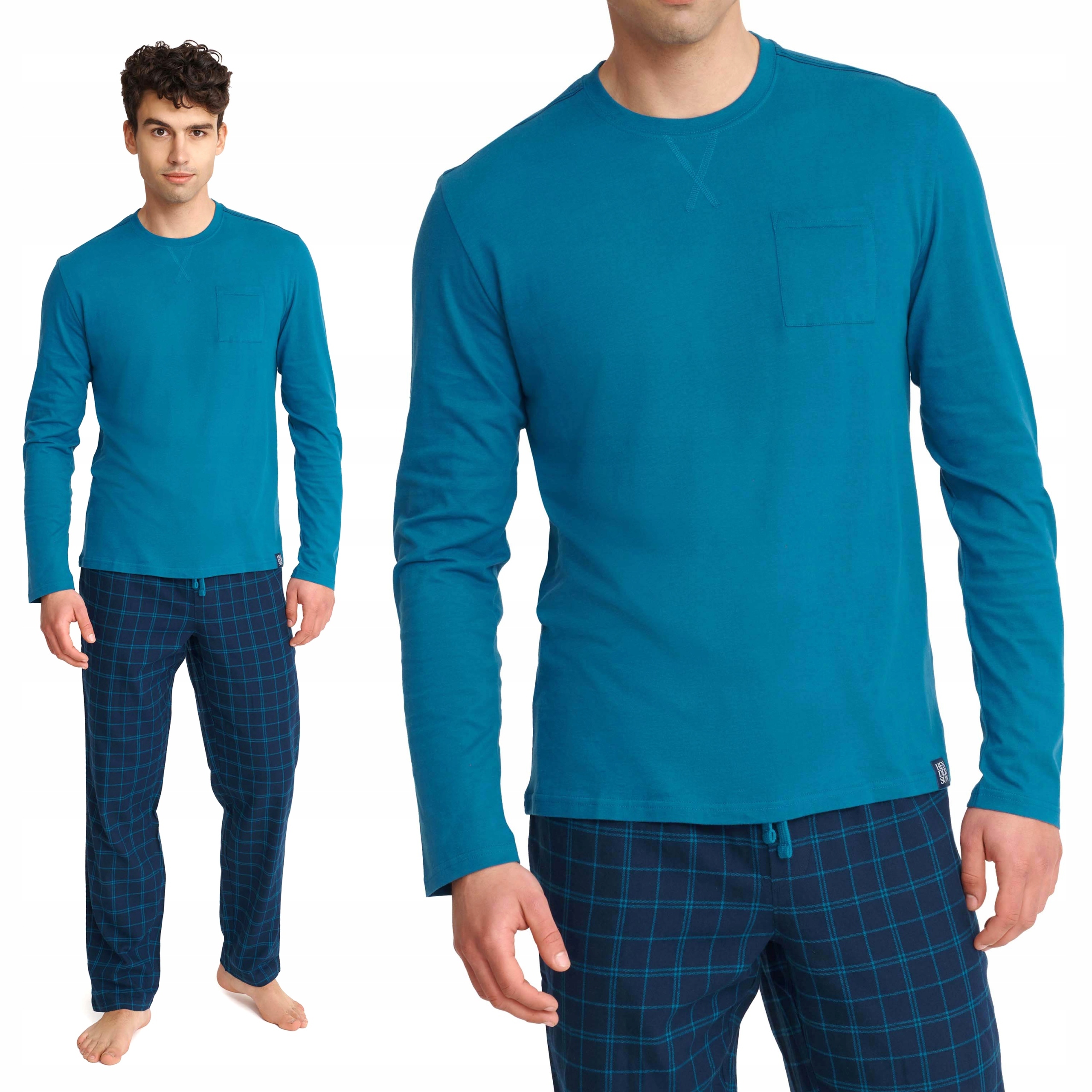 Pánské bavlněné pyžamo s dlouhým rukávem Henderson Unusal XXL