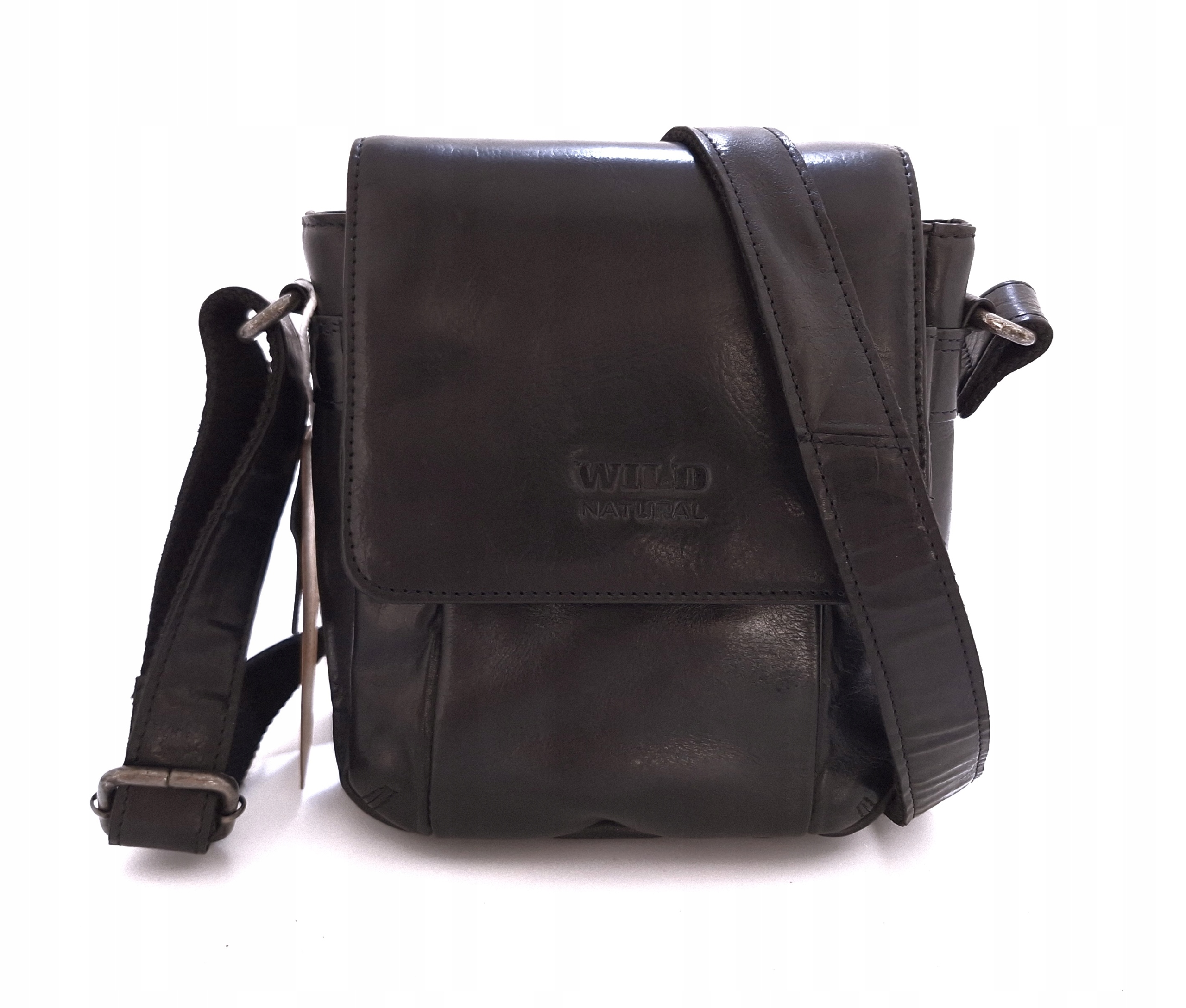 Malá černá pánská kabelka přes rameno z kůže Wild 787 S
