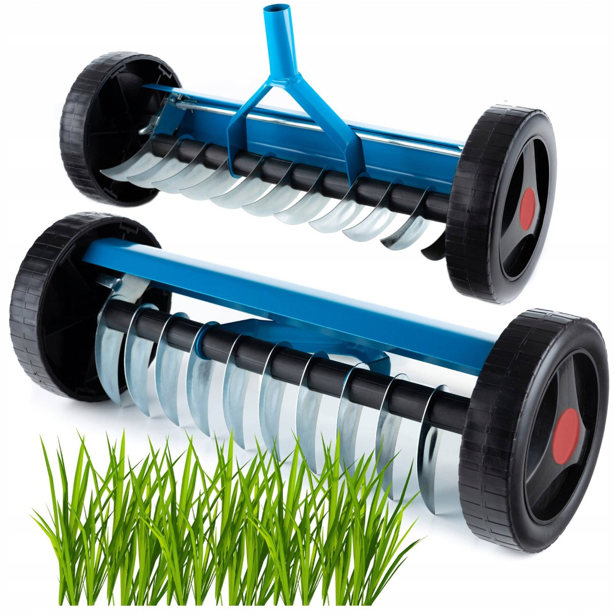 O16 Aerator Ruční Otočný Kyvadlový Vertikutátor na kolečkách Pro Trávník K