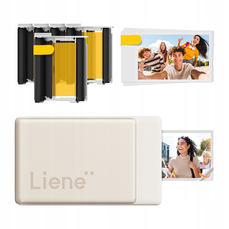 Přenosná tiskárna Liene pro fotografie z telefonu Bluetooth, sada papírových náplní