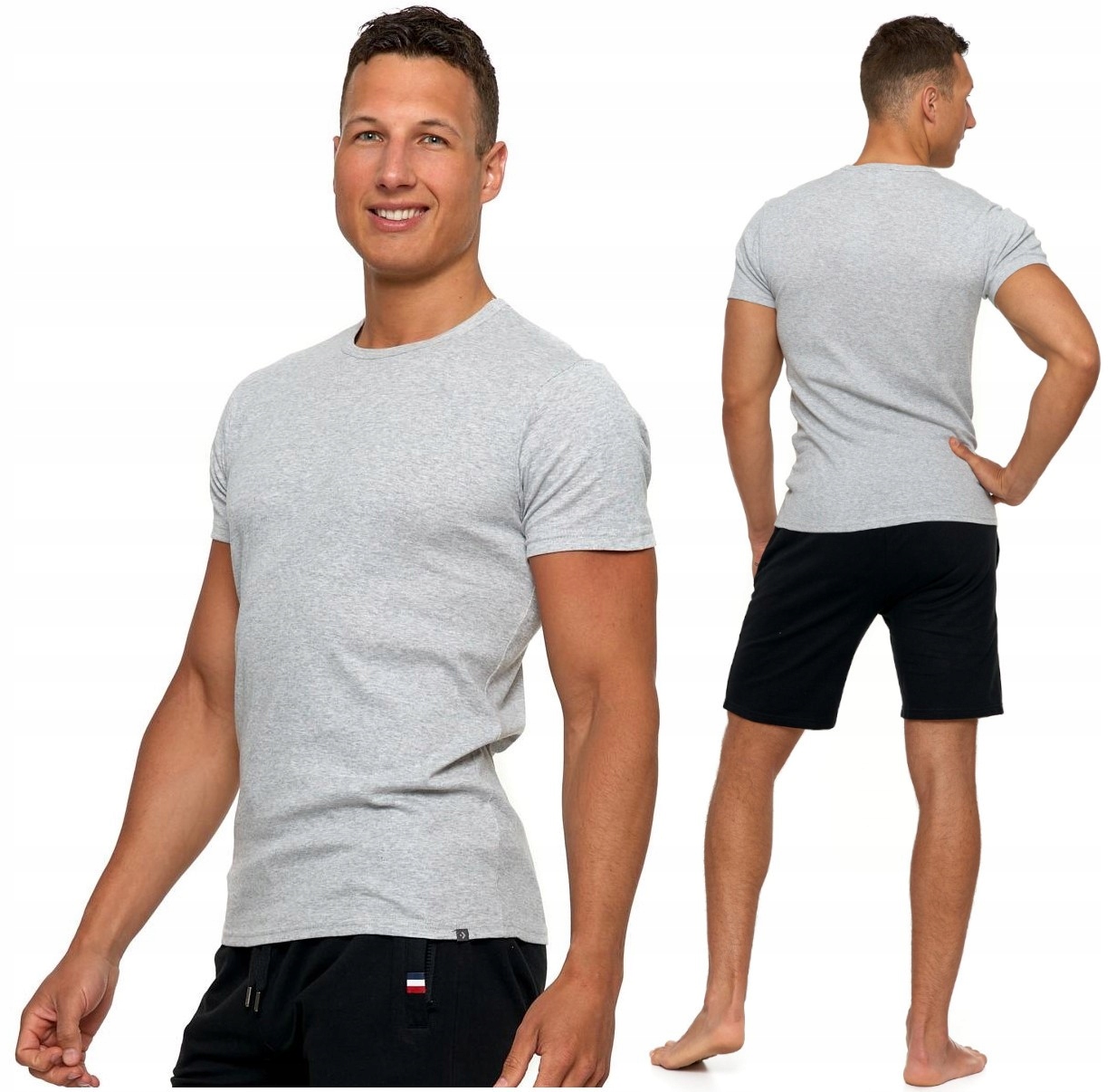 PODKOSZULKA KOSZULKA MĘSKA GŁADKA 100 % BAWEŁNA KLASYCZNA SZARA MORAJ - L