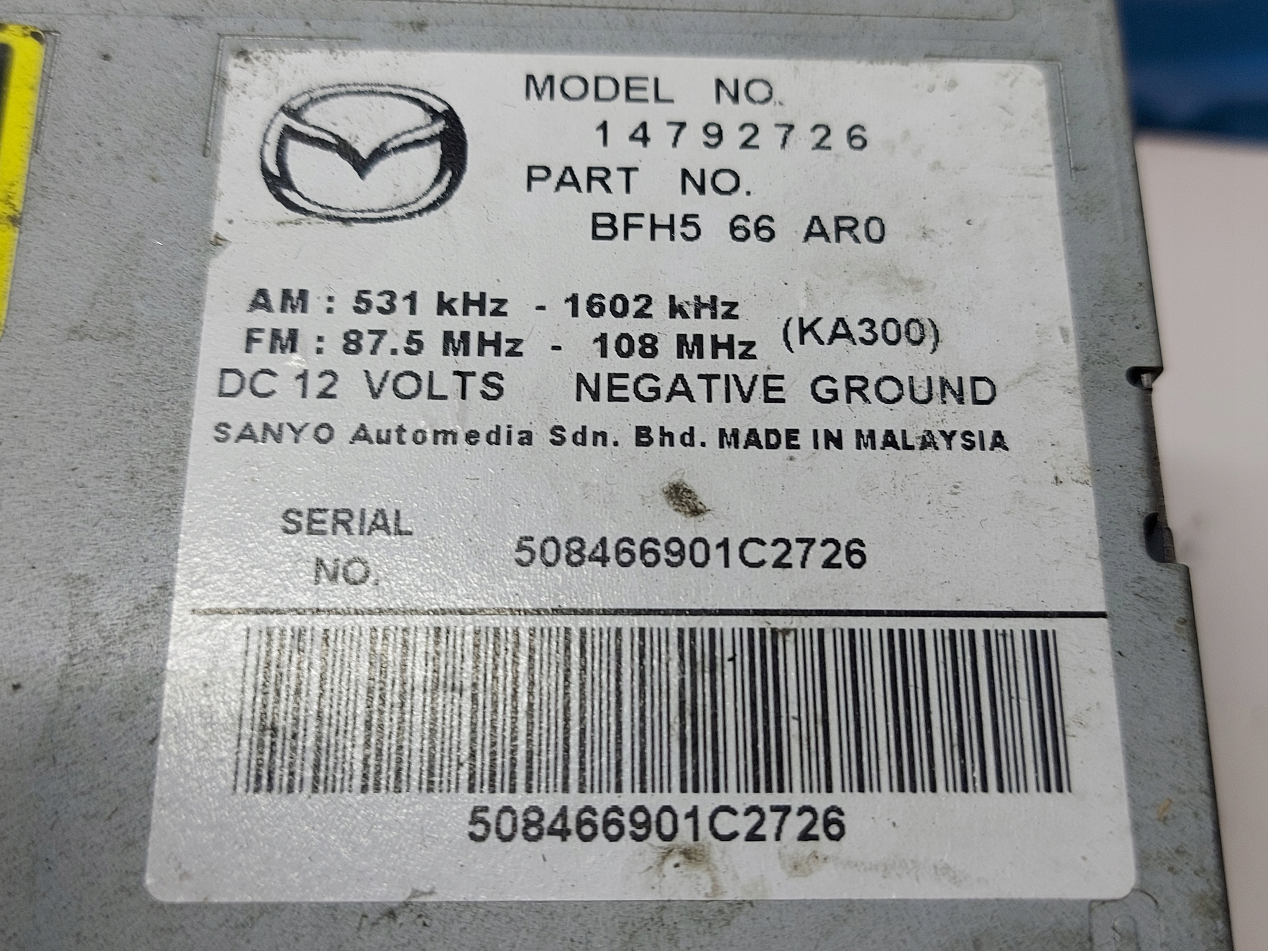 RADIO EKRAN MAZDA 3 14792726