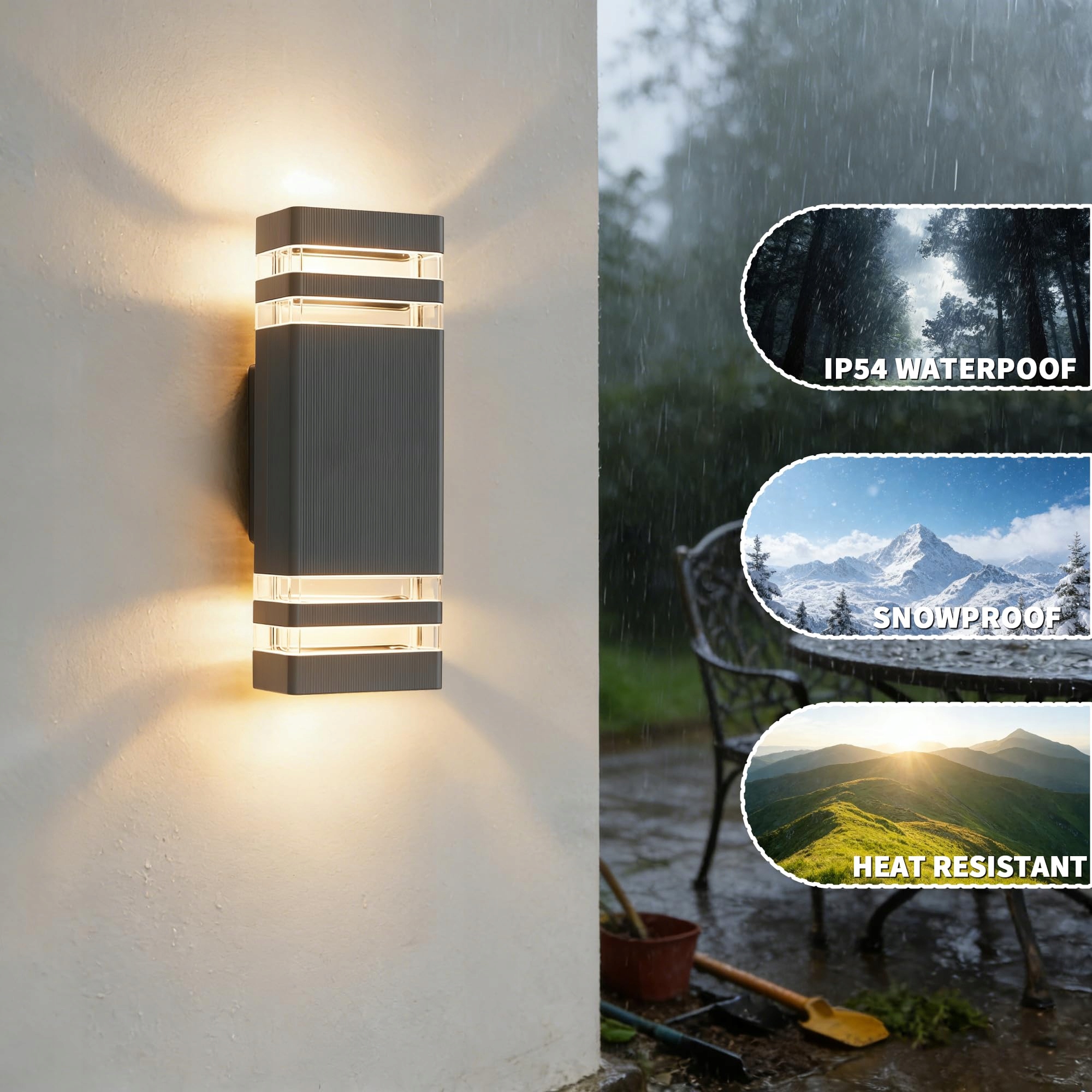 JNR Lampa Zewnętrzna LED IP54 Wodoodporna 5W GU10 3000K Ciepła Biała — miniatura 2