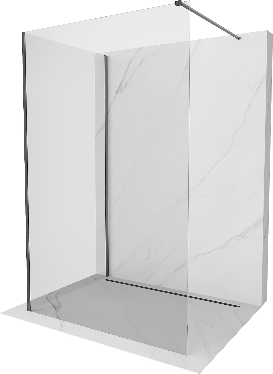 Mexen Kioto Sprchová Zástěna Walk-in Gun Gray 105x90 cm, Transparentní
