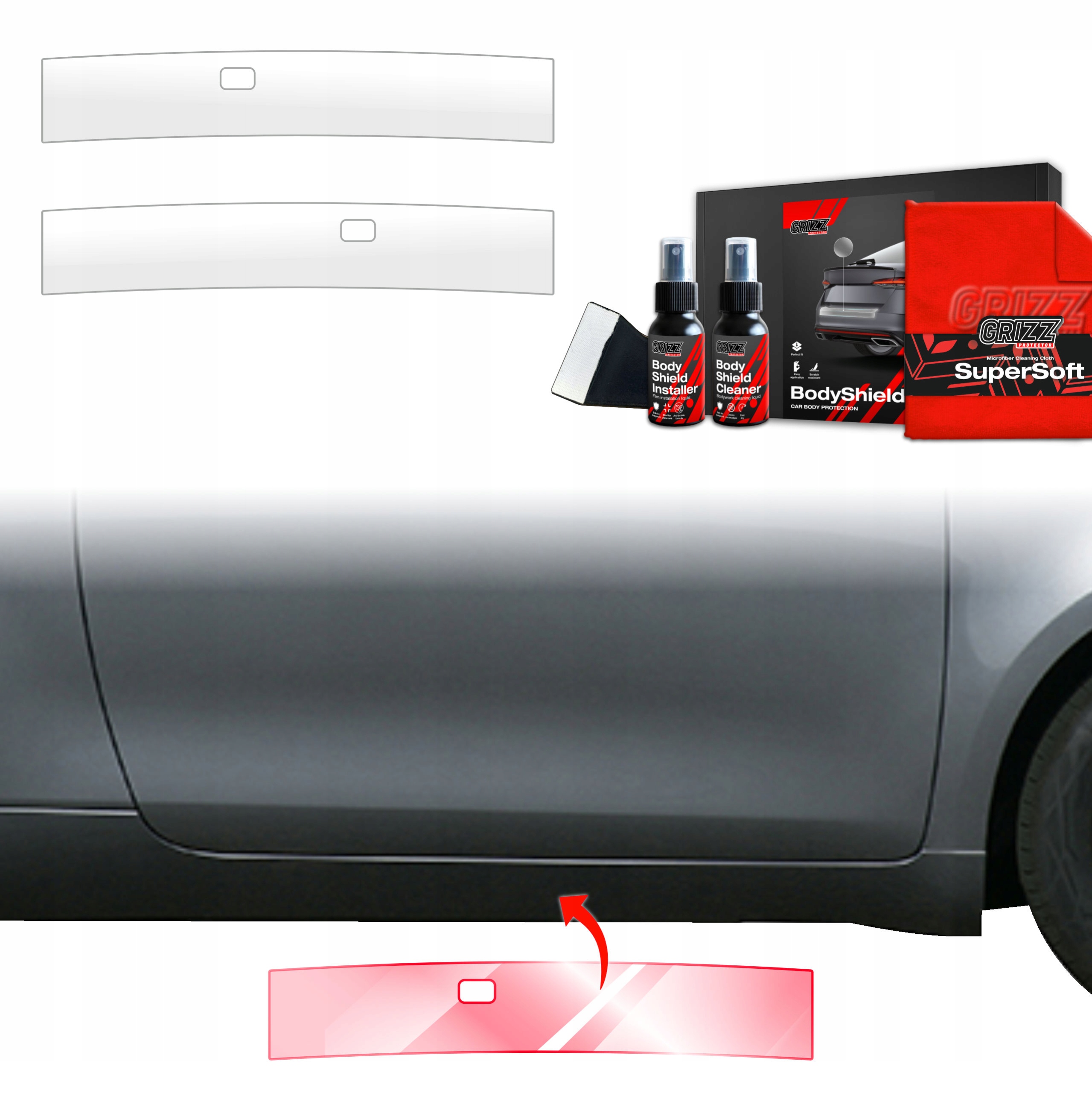 4v1 Fólie Ppf dýha na prahy pro Fiat 500 (2016-2025) Grizz