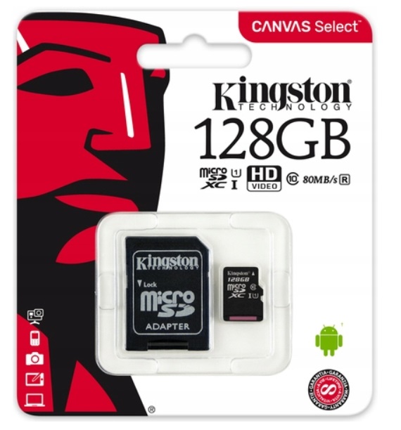Kingston MicroSD 128GB Micro CL10 Adapter SD