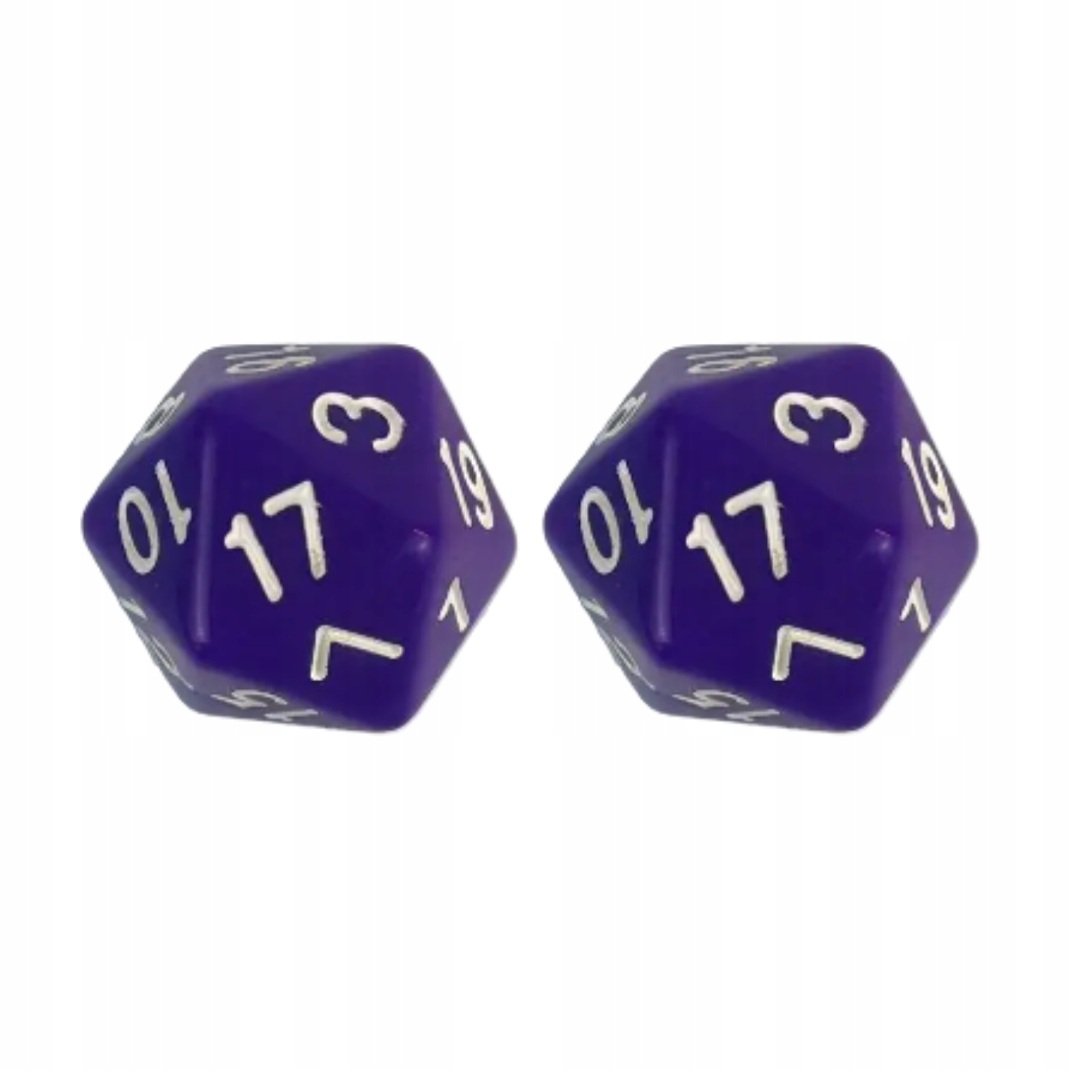 ZESTAW 2 KOSTEK K20 RPG FIOLETOWA KOŚĆ DWUDZIESTOŚCIENNA