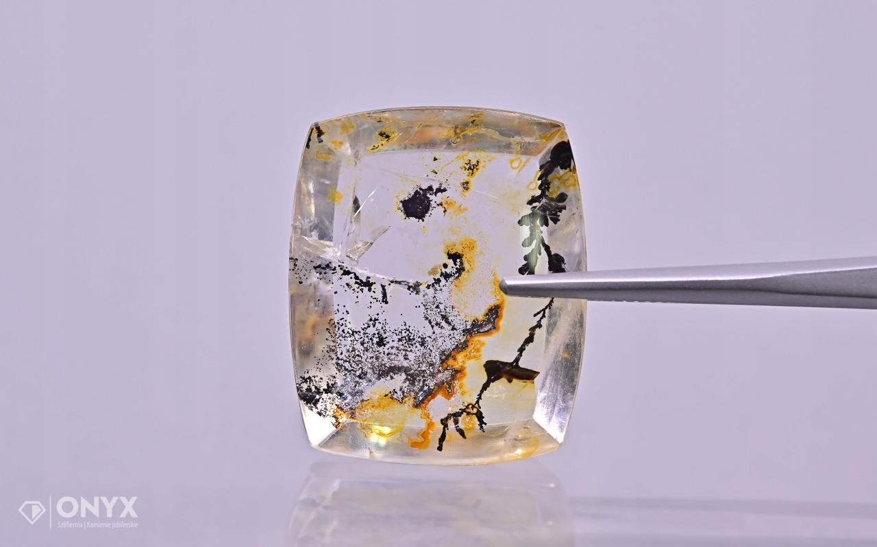 Dendritový křemen konvexní destička cushion 26x22 mm