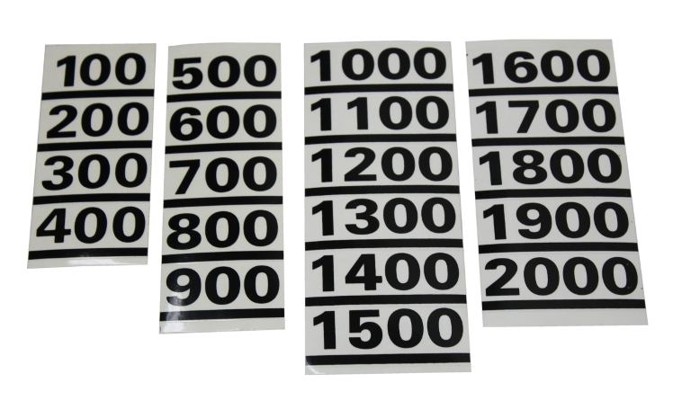 

Naklejki opryskiwacza skala 100-2000l dzielone