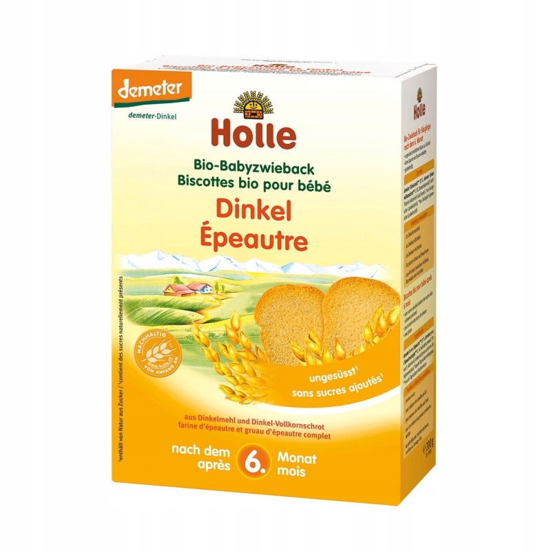 HOLLE BIO SUCHARKI ORKISZOWE PEŁNOZIARNISTE DLA DZIECI 6M+