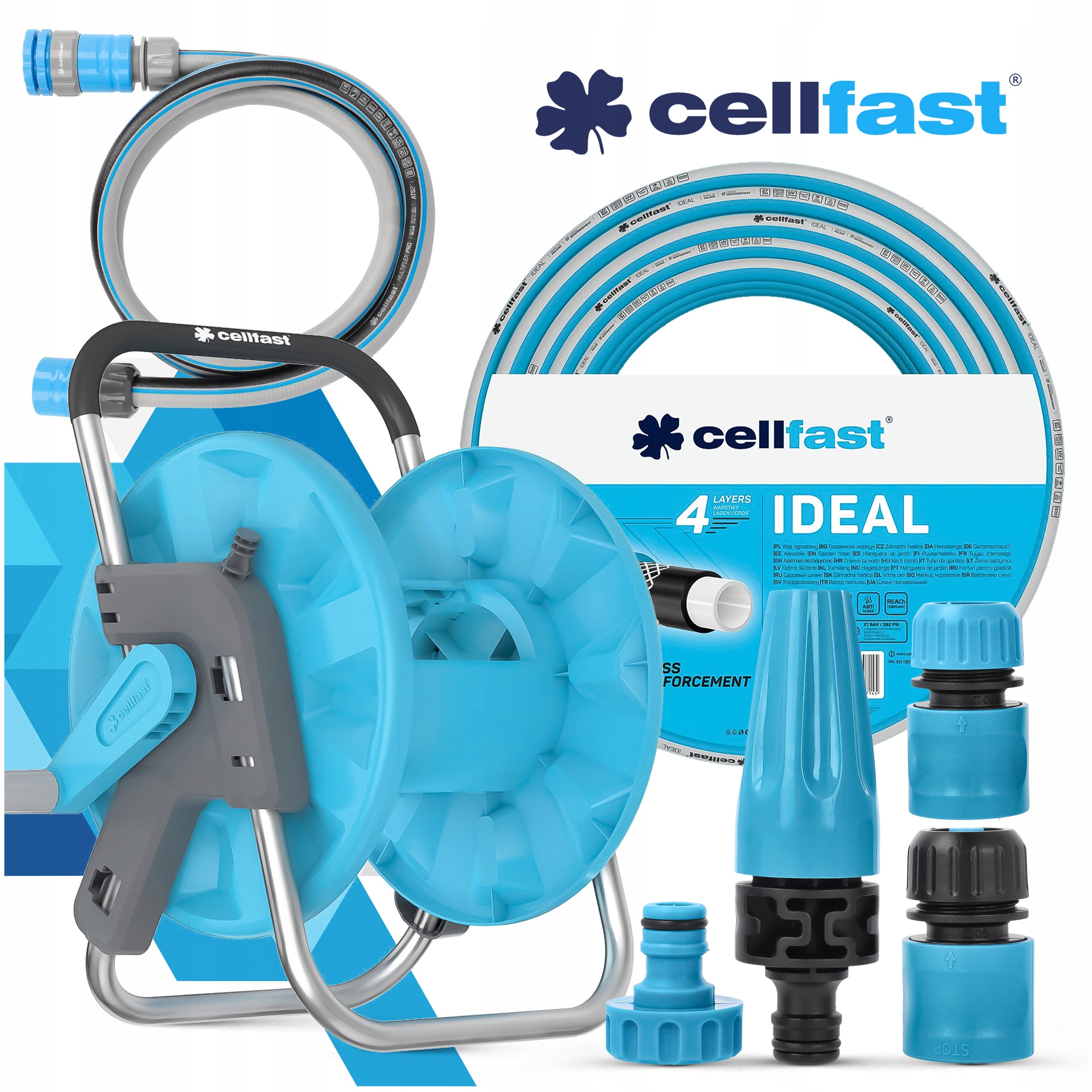 Wąż Ogrodowy 1/2 50m Na Stojaku Szybkozłączki Zestaw Przyłaczeniowy Kranu