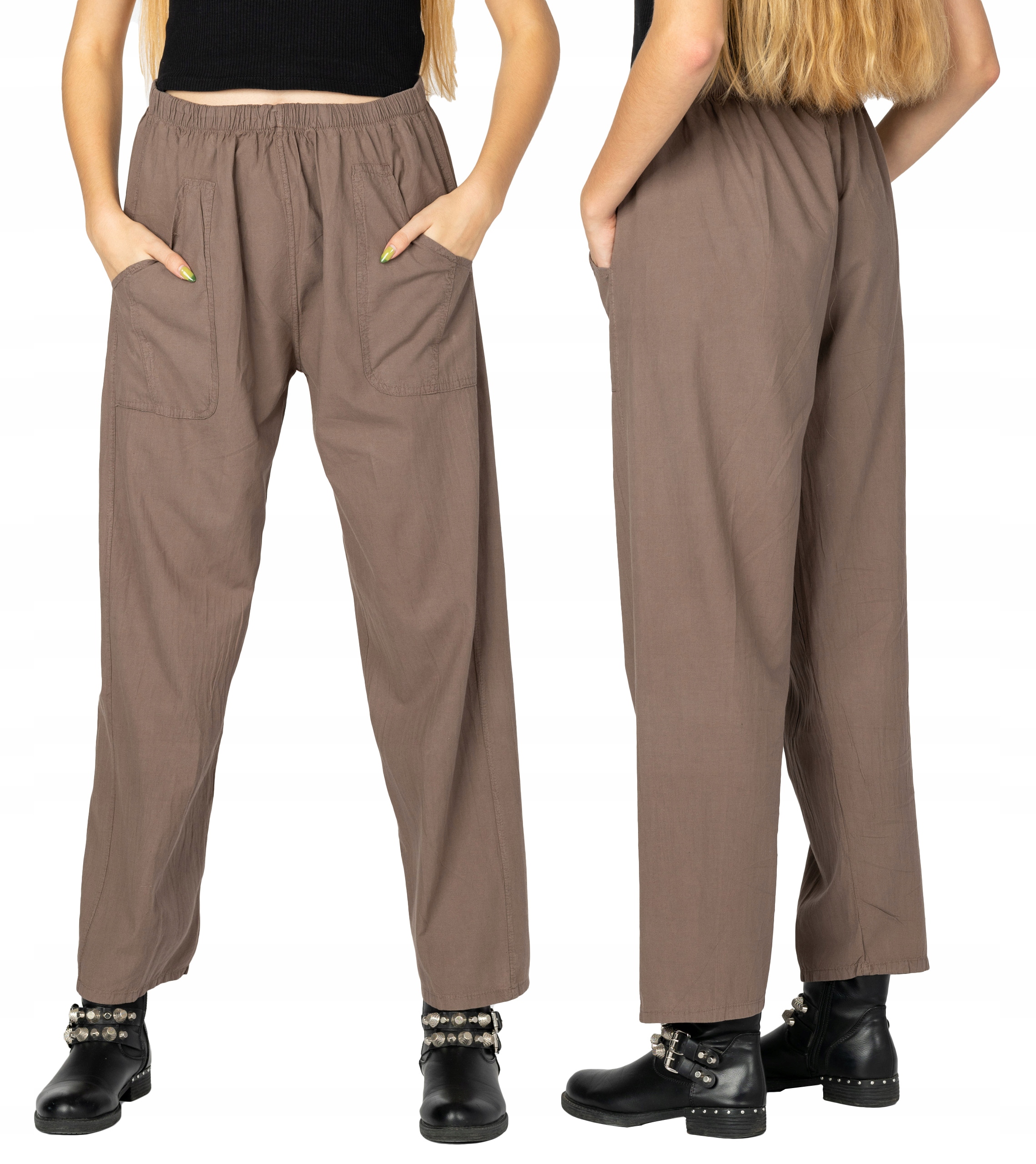 

Cienkie Spodnie Damskie Bawełniane Lato 999-03 5XL