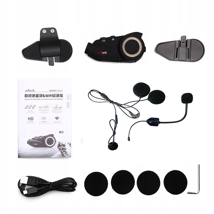 MaxTo M3 Interkom Rejestrator Jazdy z Optyka Sony Maximum Intercom Call Time 32 h