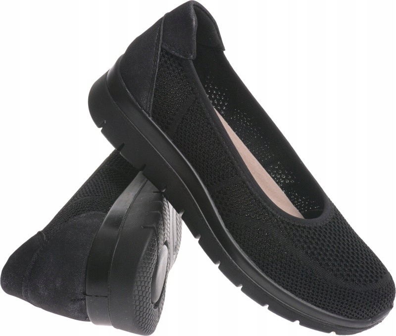 Miękkie Tenisówki Siatkowe Damskie Baleriny czarny 39