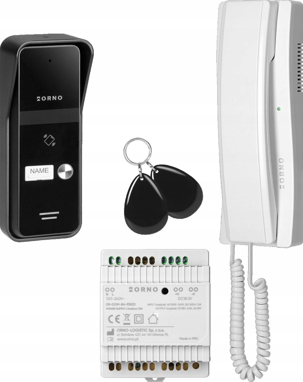 Domofón Orno OR-DOM-BA-935ZD/W 2-žilový s čítačkou kľúčeniek