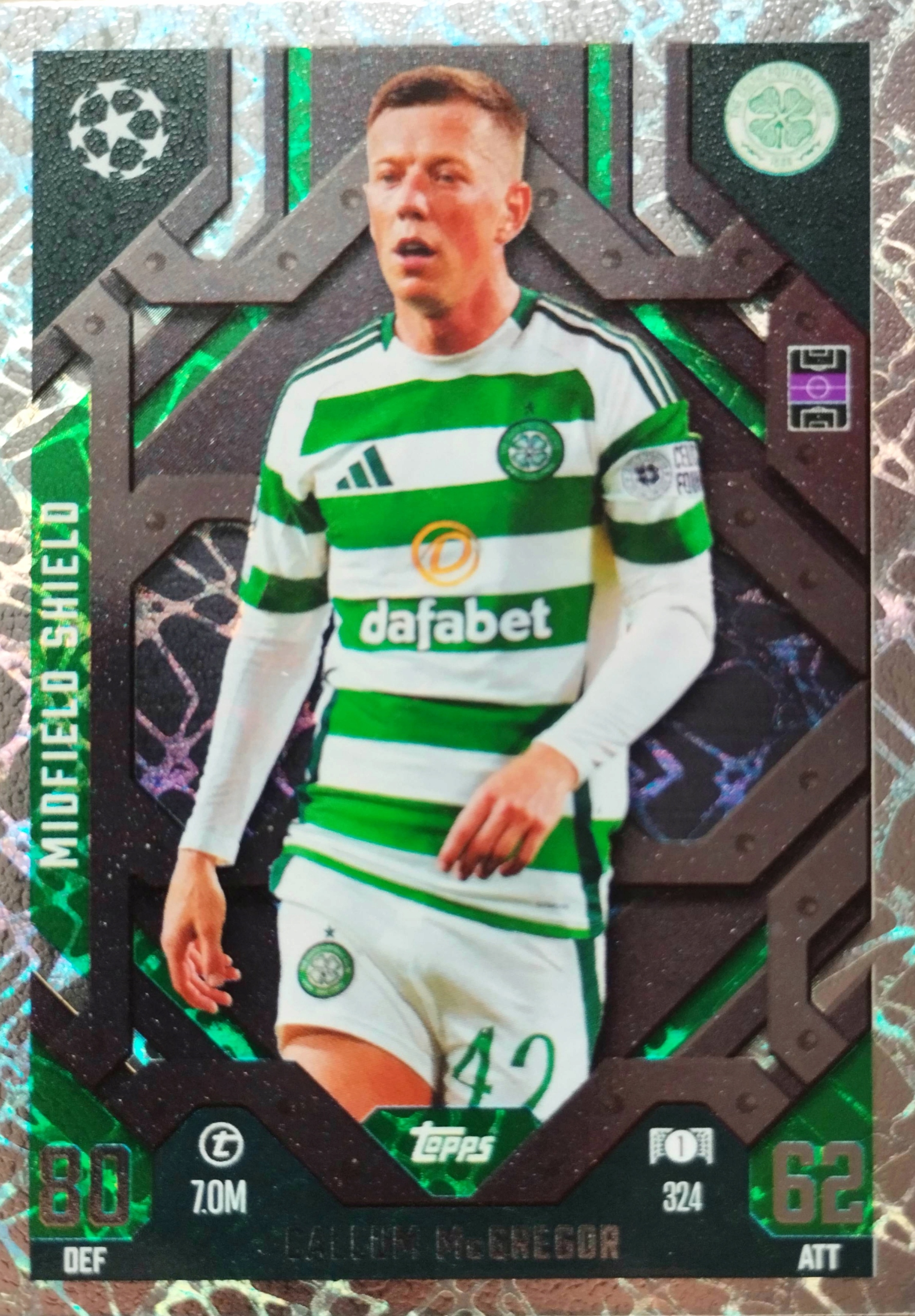 Match Attax Extra 2024/25 2025 Midfield Shield 324 Callum McGREGOR Celtic