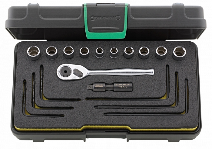 Zestaw kluczy 18-częściowy z grzechotką HI-LOK 1/4" + nasadki STAHLWILLE