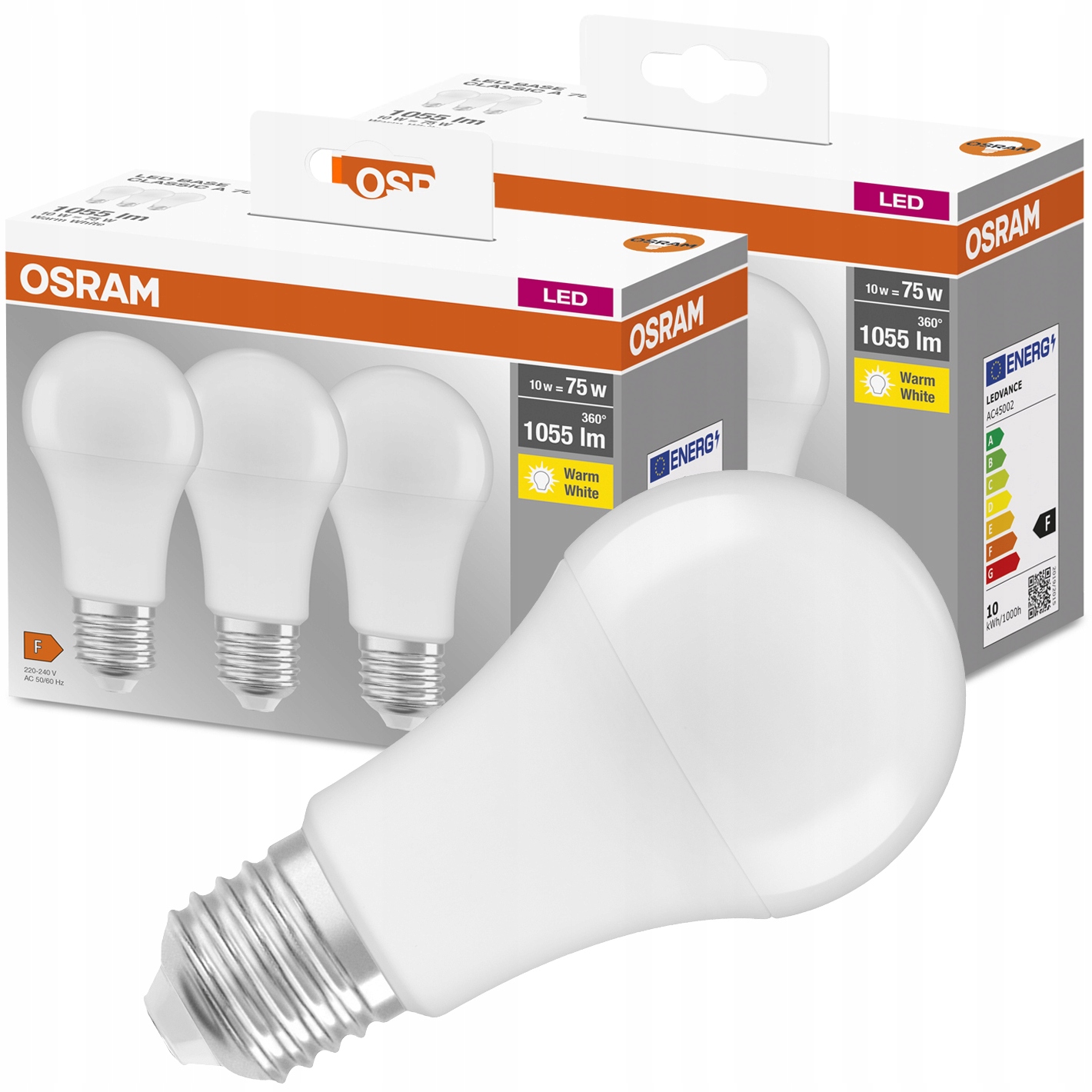 

6X Żarówka Led E27 A60 10W 75W 2700K Osram 3PAK